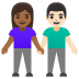 👩🏾‍🤝‍👨🏻 woman and man holding hands: medium-dark skin tone, light skin tone display on Google